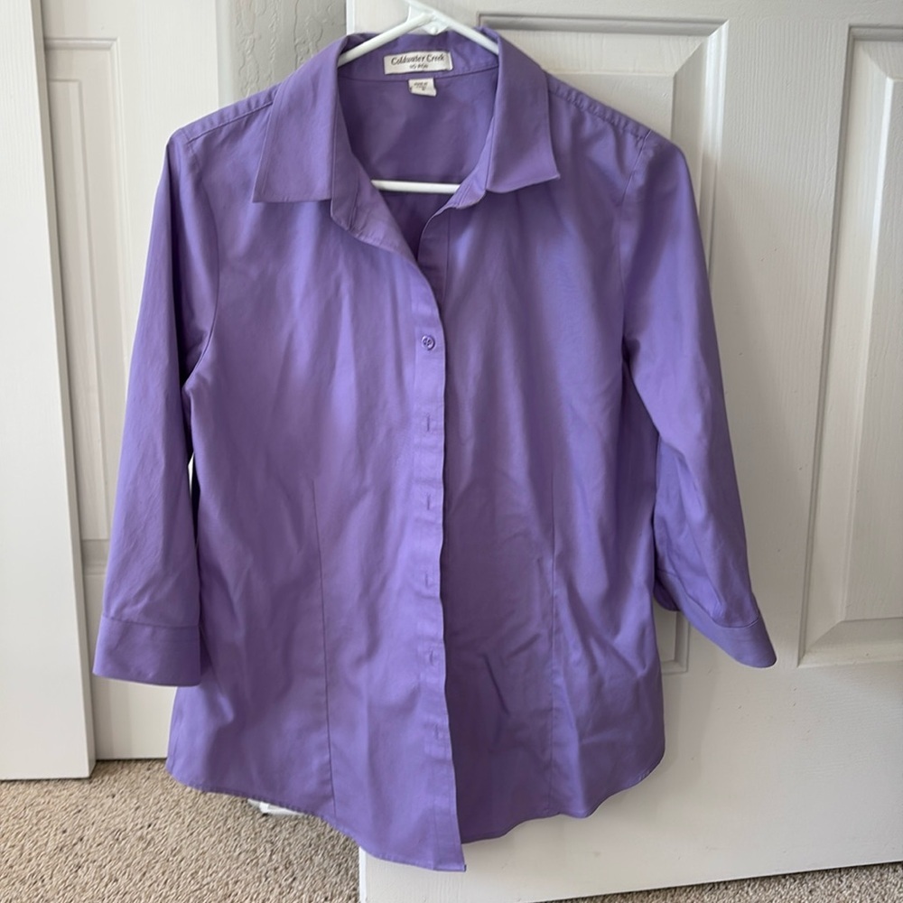 Coldwater Creek Purple Button-Up Blouse